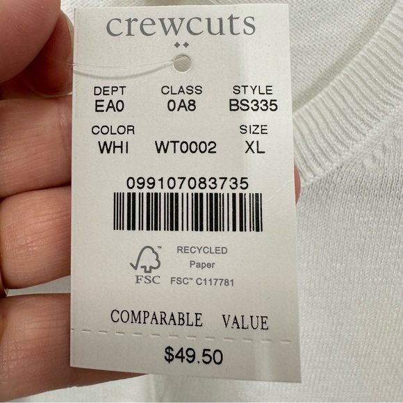 J. Crew Crewcuts Girls Cardigan Size XL 12-14 Crisp Bright White Cotton Summer - Picture 3 of 5